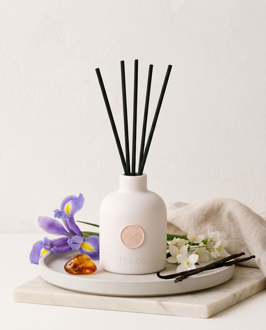 Hush | Frosted Iris & Warm Amber Reed Diffuser - Pinky Swear & Co.